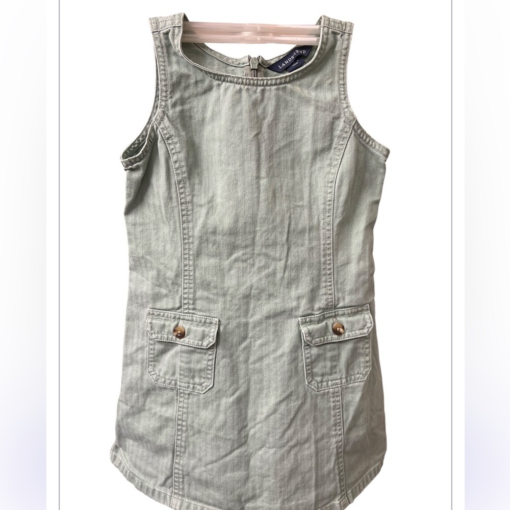 Lands' End Uniform Jumper Dress Sleeveless School Olive Green Girls Size Small